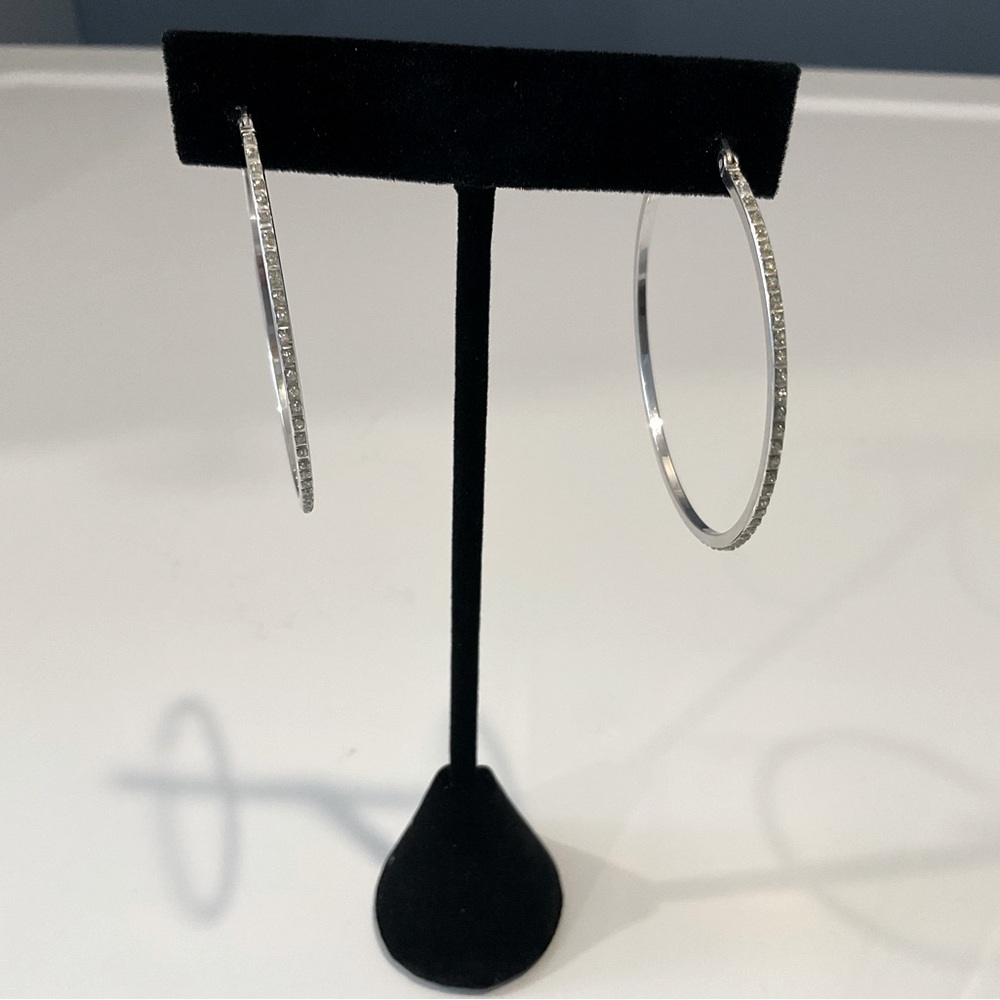 Silver Tone Hope Earrings with a Hint of Bling-Costume